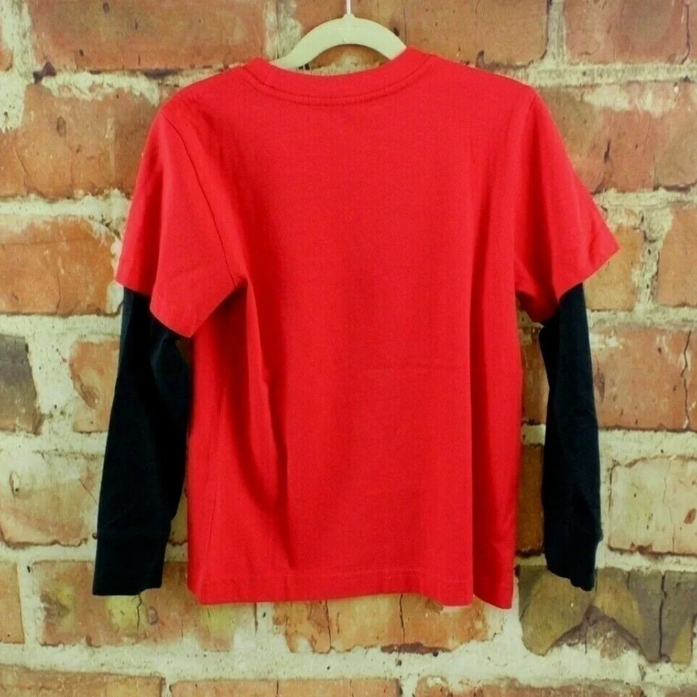 NEW! GYMBOREE Long Sleeve T-Shirt Boys 6 Layered Look Football Graphic Red Blue
